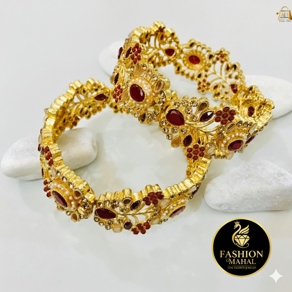 Beautiful Floral Openable Kangan (Pair) - 40% OFF