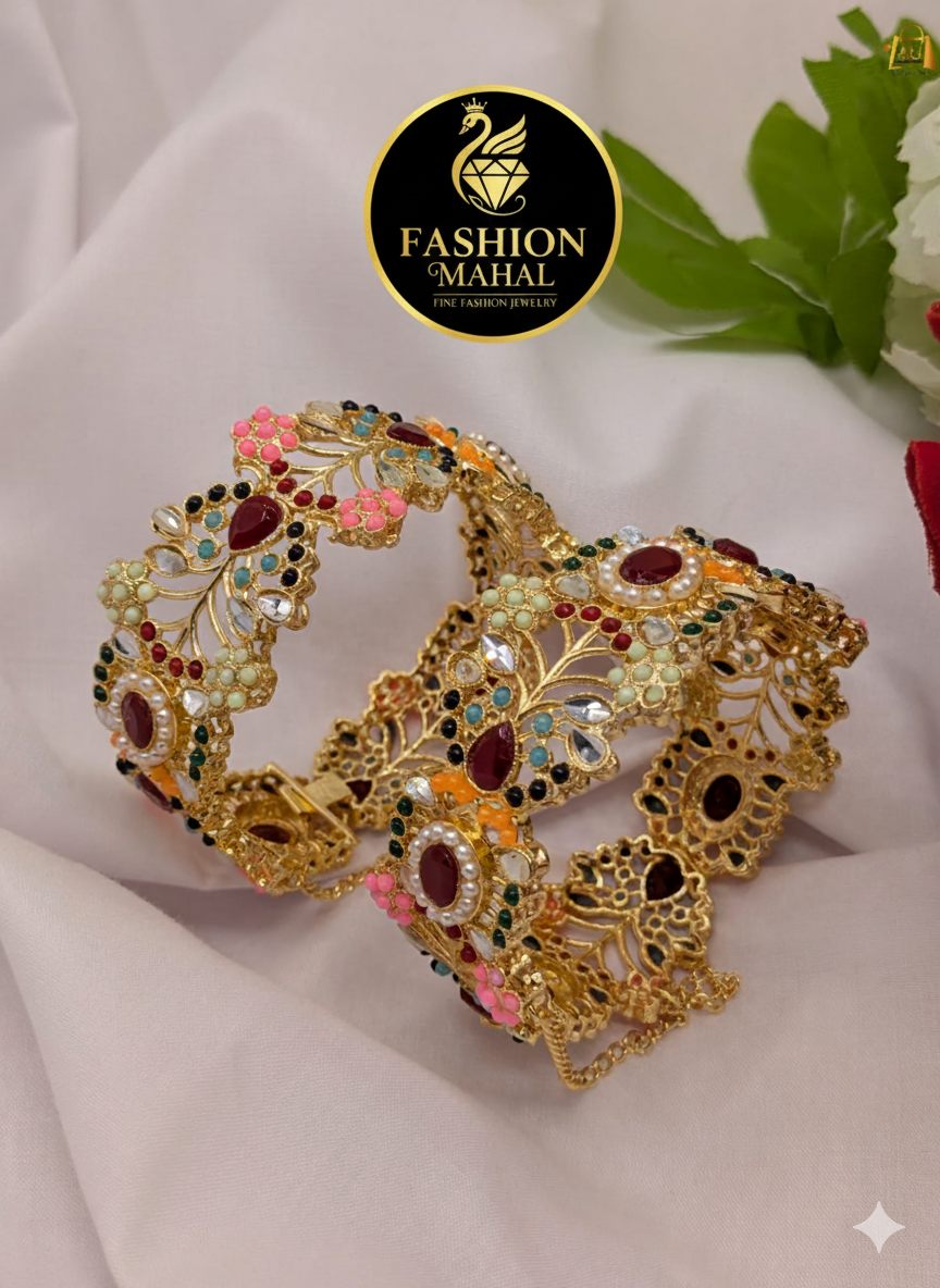 Beautiful Floral Openable Kangan (Pair) - 40% OFF