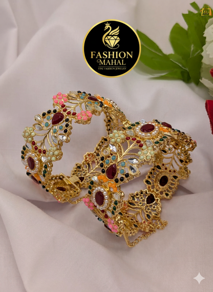 Beautiful Floral Openable Kangan (Pair) - 40% OFF