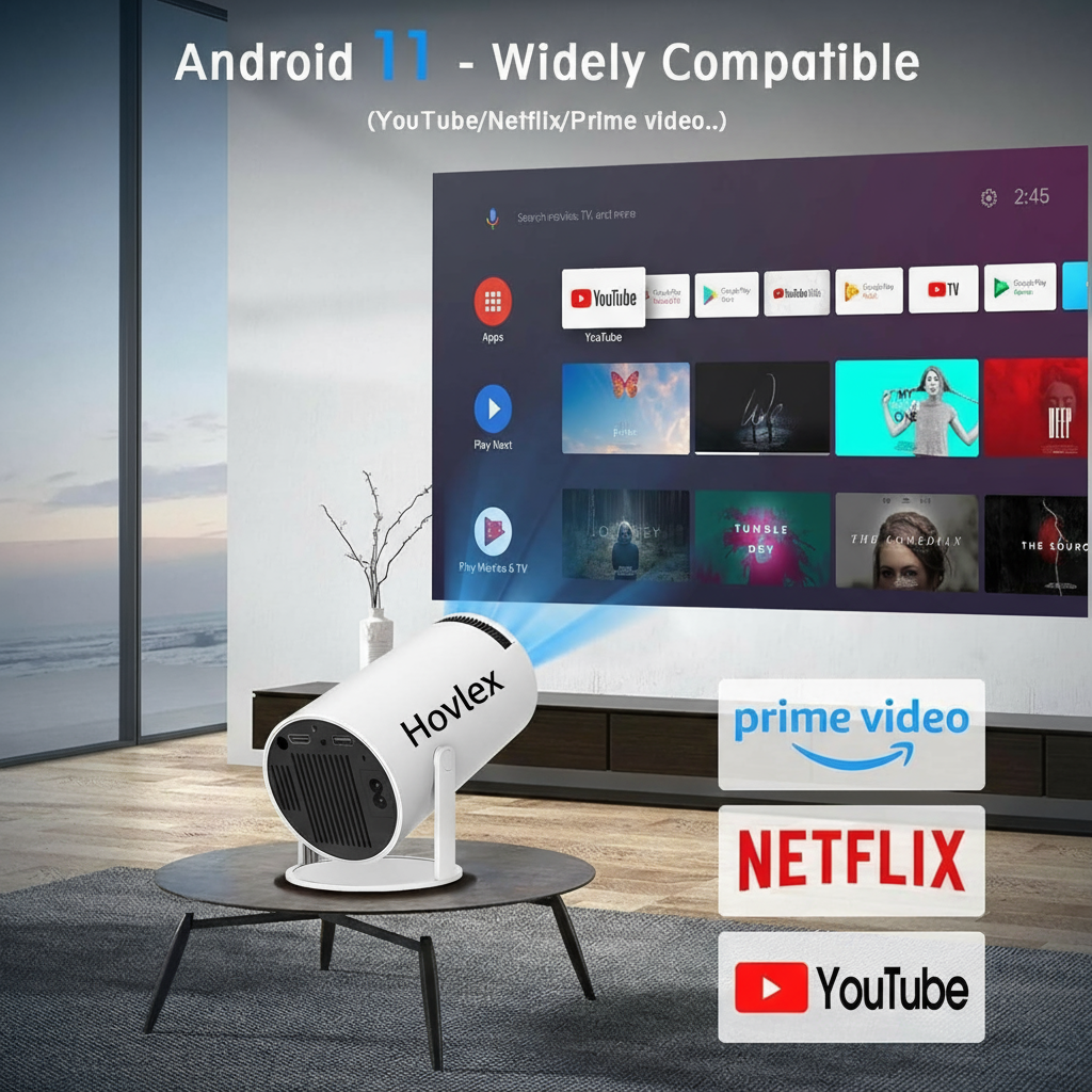 Hovlex™ Projector HY300 Pro 4K Android 11 Dual Wifi6 260ANSI
