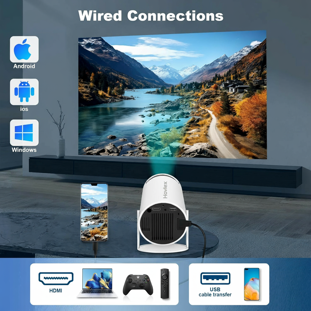 Hovlex™ Projector HY300 Pro 4K Android 11 Dual Wifi6 260ANSI