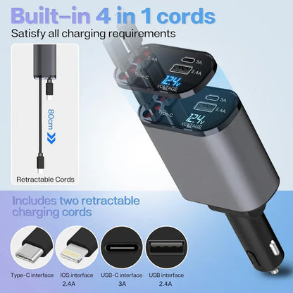Hovlex™ 4-In-1 Retractable Car Charger