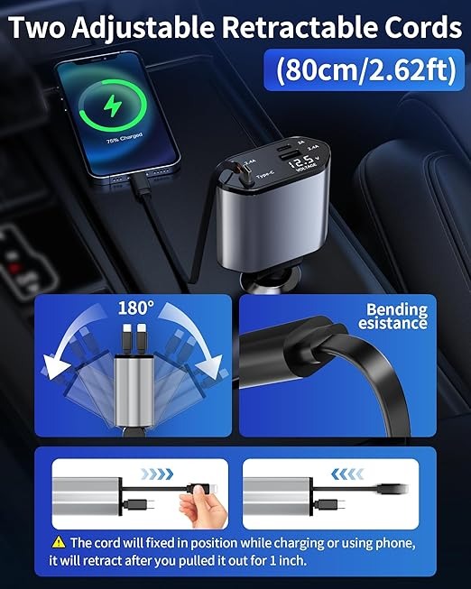 Hovlex™ 4-In-1 Retractable Car Charger